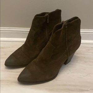 Hunter Green Suede Frye Booties